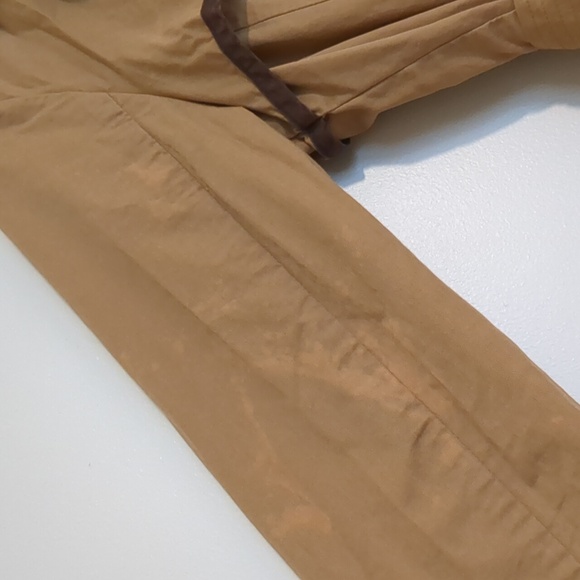 Anthropologie EttTwa Camel Trench Coat Dark Trim 100% Cotton 8 - Picture 9 of 10
